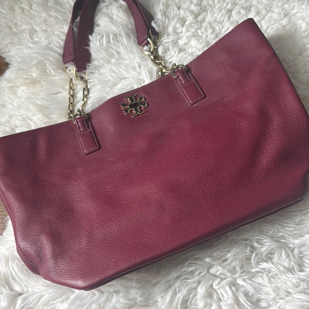 Tory Burch Wine Leather Shoulder Bag
